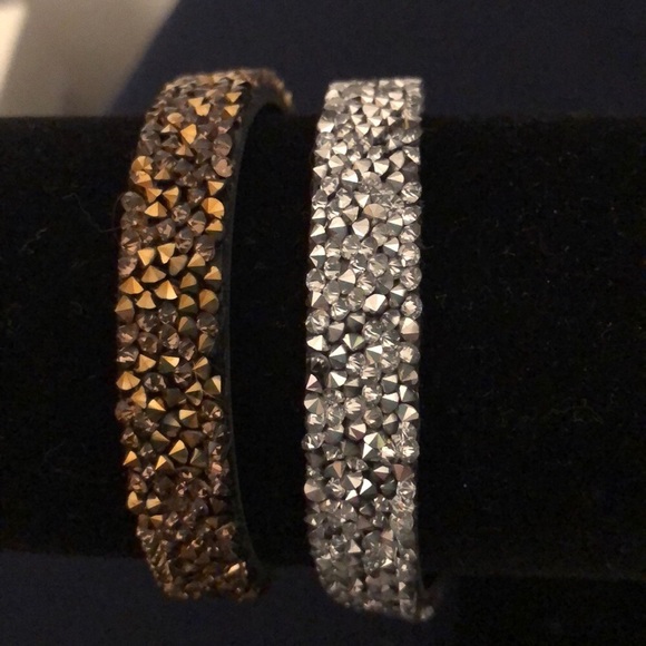 Metallic Nugget Bracelets SET of 2 Bronze and Silver Pair or Wear Individually - Picture 2 of 7